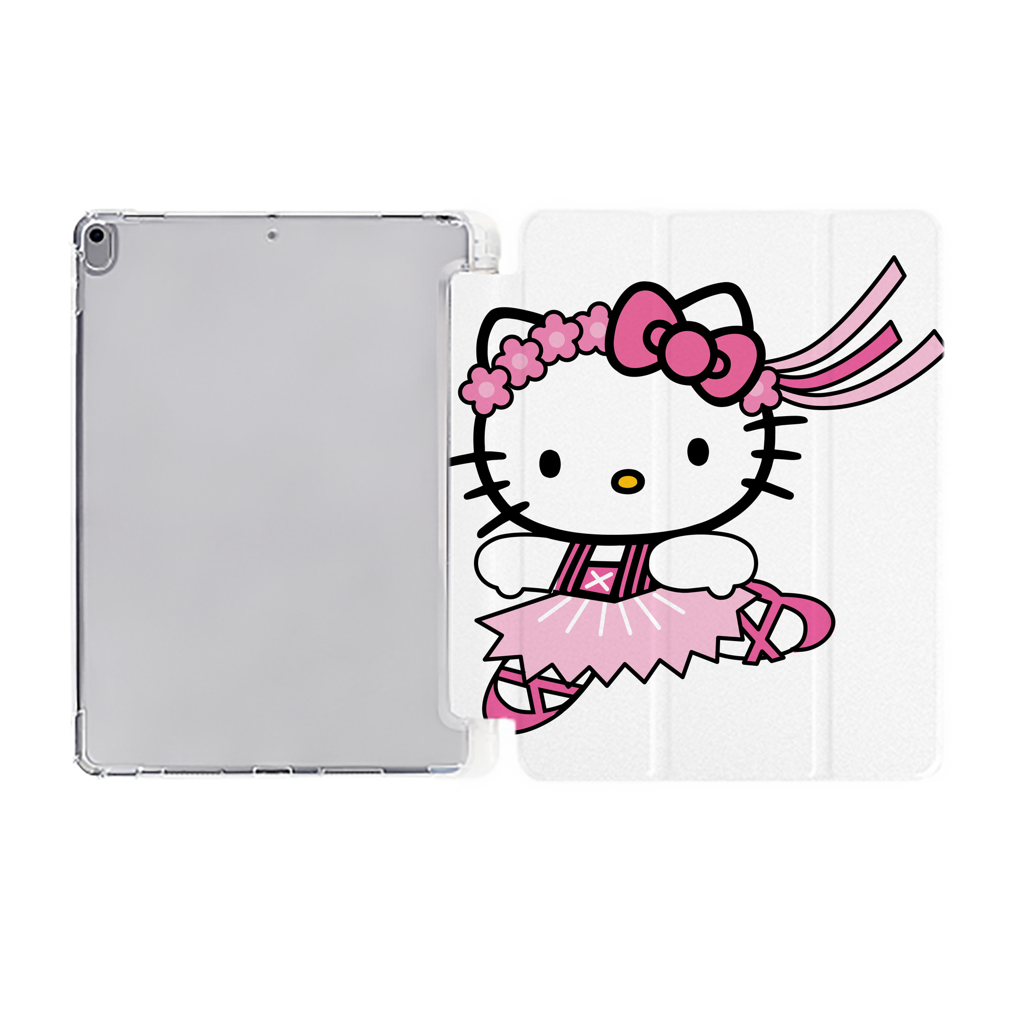 （画像用） Hello Kitty ハローキティ IPad ケース ペン収納付き 三つ折りスタンド PUレザー×シリコン 対応機種9.5/10.5/10.9インチ